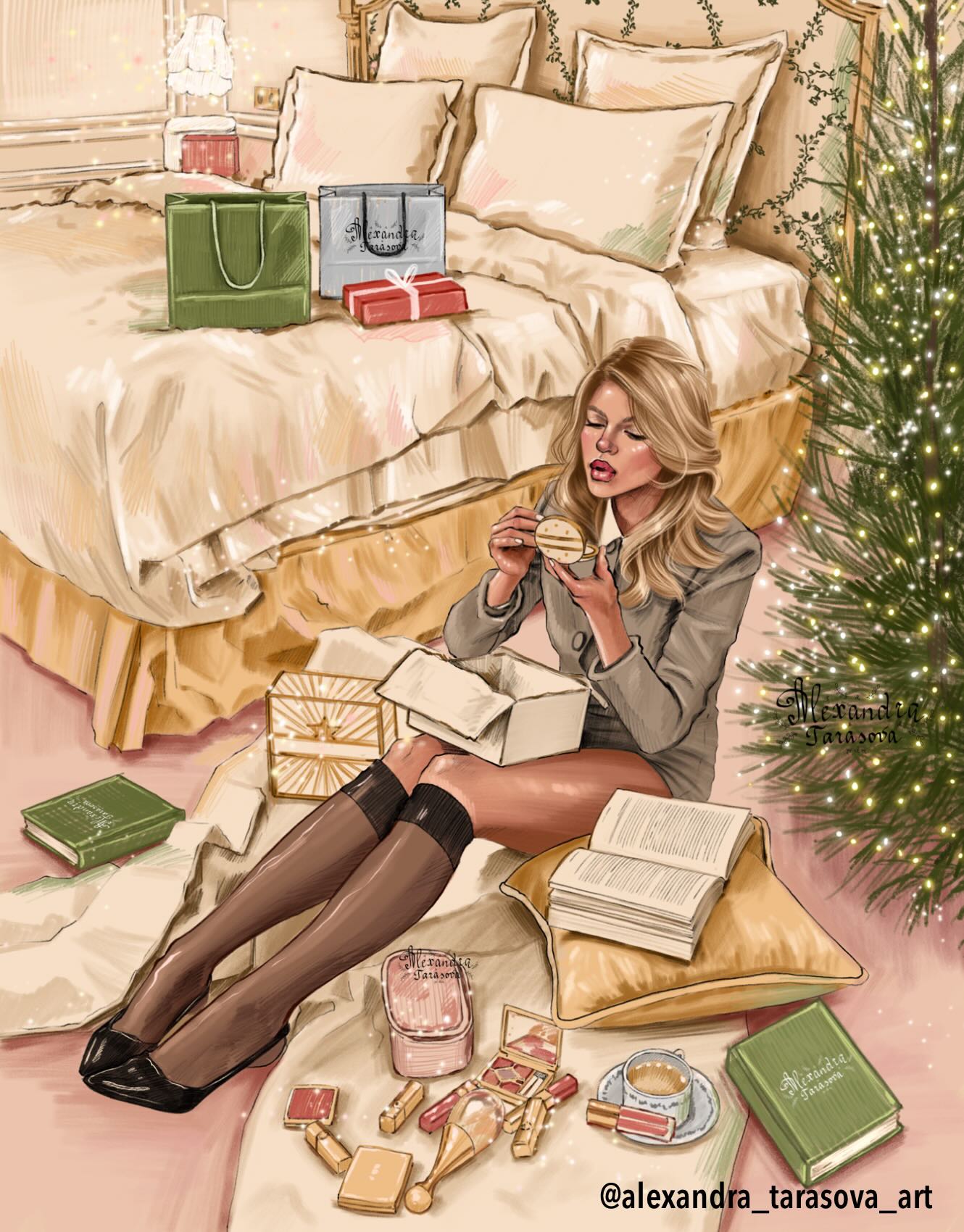 Winter art by Alexandra Tarasova (@alexandra_tarasova_art) - fashion illustration and winter sticker designs