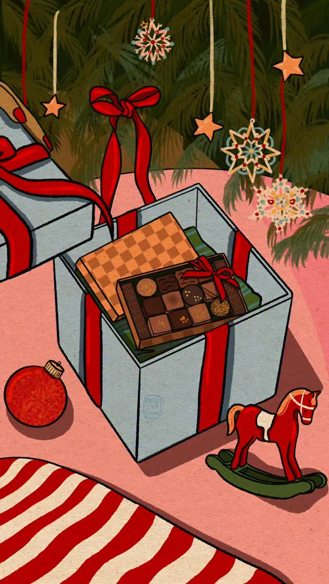 Winter art illustration by @maelyschay 's cozy, everyday scenes